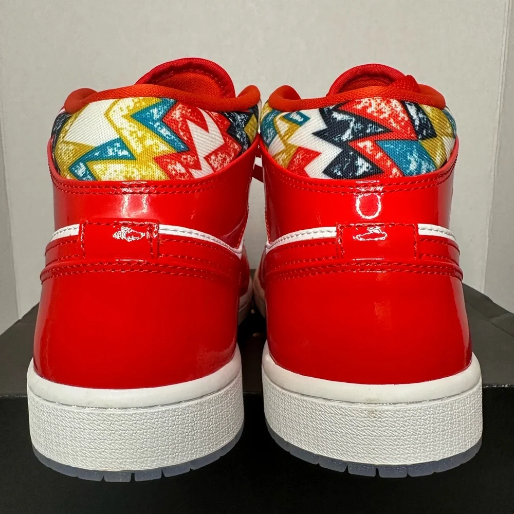 Nike Air Jordan 1 SE Mid Barcelona Sweater Red Patent Size 10.5 Sneakers